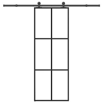 Porta deslizante com conjunto ferragens vidaXL | 76x205cm | vidro ESG/alumínio - 1