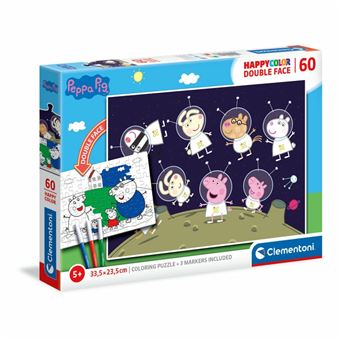 Puzzle Clementoni Peppa Pig Desenhos Animados Happy Color Double Face Peppa Pig | 60 Peças - 1