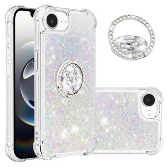 Capa Protetora GANGXUN para iPhone 16e | TPU Transparente | Brilhante com Glitter e Areia Movediça | Branco - 1
