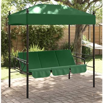 Banco baloiço para jardim vidaXL | com toldo aço verde - 1