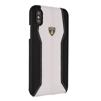 Capa Lamborghini D1 Serie Branco couro genuíno para iPhone XR - 1