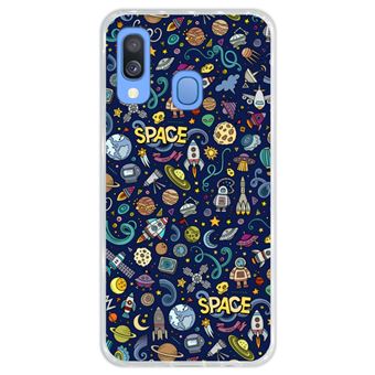 Capa Hapdey Para Samsung Galaxy A40 2019 Design Resumo Objetos e Símbolos Espaciais Capa de Silicone Flexível Em TPU - Transparente