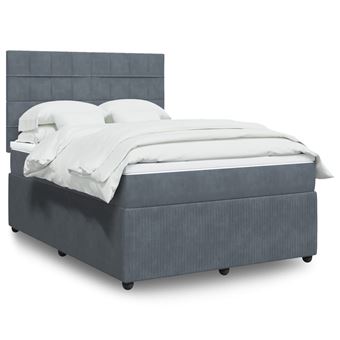 Cama com molas e colchão vidaXL | 140x190 cm | veludo cinzento-escuro - 1