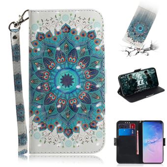 Capa Magunivers PU padrão de impressão spot decor flor azul para Samsung Galaxy S10