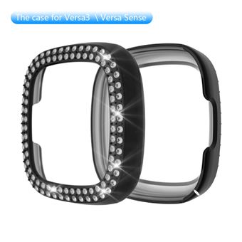 Capa Protetora HSMY Brilhante para Fitbit Versa 3/Sense - Preto - 1