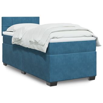 Cama boxspring com colchão vidaXL | 80x200 cm | veludo azul - 1