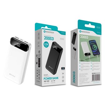 Power Bank  NOVOTECK PB-004 | 20000mAh | com Carga Inteligente e Display Digital | Branco - 1