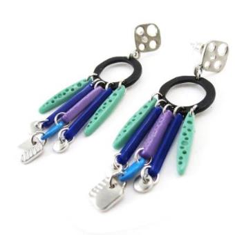 NOA - Brincos designer "Pimprenelle"roxo azul - 1