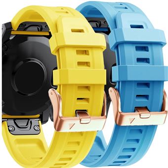 Pack Antiimpacto 2x bracelete Silicone fecho metal para Garmin Fenix 8 47mm amoled | Amarelo e Azul - 1