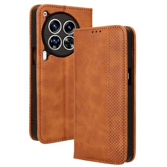 Capa FOXDOCK para Tecno Camon 30 Premier 5G/CL9 | Fecho Magnético | Estampado Vintage | Pele PU | Compartimentos para Cartões | Castanho - 1