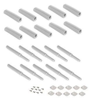 Fecho Tic tac Push Emuca Lite regulável | de aparafusar | 80 mm | Magnetico | Plástico cinza | Plástico | 10 unidades - 1