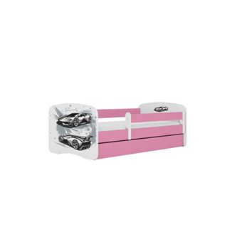 Cama 160 x 80 cm Kocot Kids com gaveta e colchão BabyDreams Sports Car Pink with drawer with non-flammable mattress 160/80 - 1