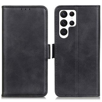 Capa PU fecho magnético duplo com apoio Magunivers para Samsung Galaxy S23 Ultra 5G - preto - 1
