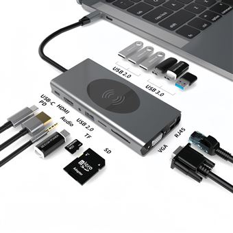 Hub USB-C 15 em 1 V-REEL com Carregamento Sem Fio 15W - Estação Definitiva | QT51 - 1