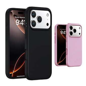 Kit 2x Capa Proteção Silicone GIFT4ME para Apple iPhone 17 Pro | Preto / Rosa - 1