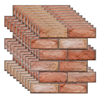 Papel de Parede Estilo Tijolo Autoadesivo 3D Mormark Nybrick | 10 Unidades | Vermelho - 1