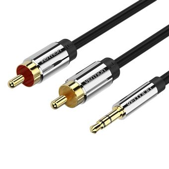 Cabo de Áudio Vention Jack 3.5mm Macho Stéreo para 2 RCA Macho | 10 metros - Preto Metalizado - 1