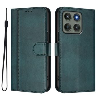 Capa FOXDOCK para Motorola Edge 60 Pro | Estilo Vintage | TPU com Textura de Pele Antiderrapante | Compartimentos para Cartões e Suporte | Verde escuro - 1