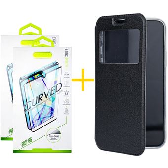 Pack 2 x Película de Vidro Temperado Curvo + Capa skyhe Samsung Galaxy S22 Ultra 5G | Gandy Flip Cover - Preto - 1