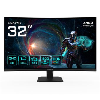 Monitor Gaming GIGABYTE GS32QCA | LED | QHD | 1 ms | 180 Hz | 31.5" | G - 1