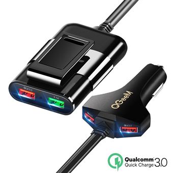 Carregador de Isqueiro QGeeM com Carregamento Rápido e 4x Portas USB - Preto - 1