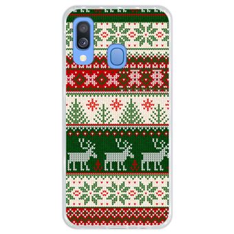 Capa Hapdey Para Samsung Galaxy A40 2019 Design Resumo Padrão de Natal Feliz Ano Novo Capa de Silicone Flexível Em TPU - Transparente