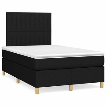 Cama boxspring com colchão vidaXL | 120x190 cm | tecido preto - 1