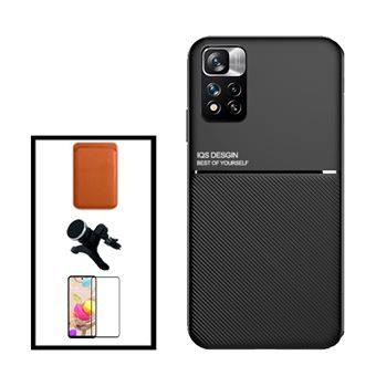 Kit G4M Capa Traseira Magnética Anti Choque + Carteira Magnetica Preto + Película de Vidro Temperado GorilasGlass + Suporte Magnético Com Pernas para Xiaomi Redmi Note 11E Pro - Preto - 1