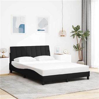 Estrutura de cama sem colchão vidaXL |  140x190 cm | tecido preto - 1
