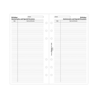Recarga Personal Filofax Calendário Aniversários e Ocasiões Especiais | 20 Folhas 132608 - 1