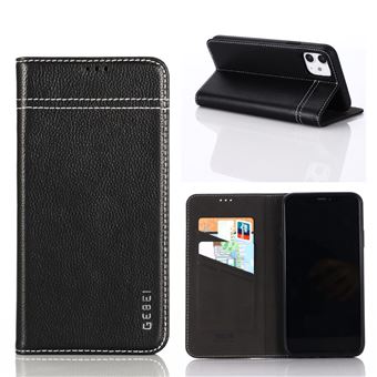 Capa de Couro Genuíno Magunivers com Slots de Cartão Preto para Apple iPhone 11 6.1 Inch - 1