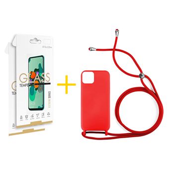 Pack 2 x Película de Vidro Temperado 2.5D + Capa skyhe Apple iPhone 16 Pro Max Gel Rope | Vermelho - 1