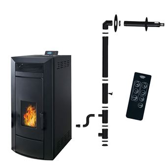 Salamandra a Pellets Hidráulico Sannover Anita + Kit de Instalação | 21 kW | Preto - 1