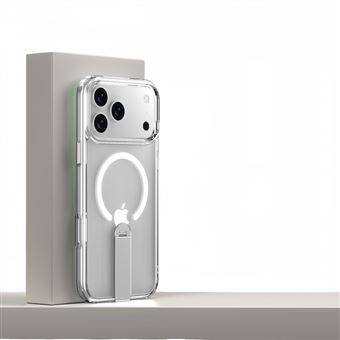 Capa Protetora com Suporte Oculto, Magnética e com Carregamento Sem Fio QT08 V-REEL para iPhone 17 Pro Max - Transparente - 1