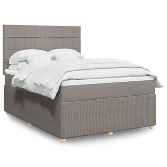 Cama com molas/colchão vidaXL | 140x200 cm | tecido castanho-acinzentado - 1