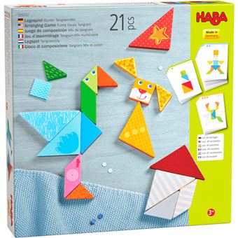 Puzzle de Blocos HABA Animais Arranging Game Funny Faces Tangram | 21 Peças - 1
