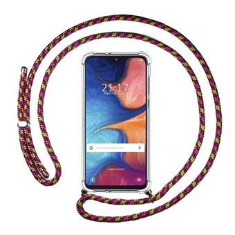 Capa Tumundosmartphone Suspensa Transparente para Samsung Galaxy A20e 5.8 com Cordão Rosa/Dourado - 1