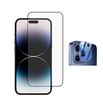 Kit Película de Camara Traseira + Vidro Temperado Full Cover Premium Phonecare para Apple iPhone 16 Pro | Transparente/Preto - 1