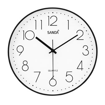 Relógio de Parede em Formato Circular SANDA SD-4158 | Branco + Preto - 1