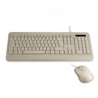 Teclado com Fios + Rato MCL MP3A99AACK2012BIB | Idioma: Francês | Bege - 1