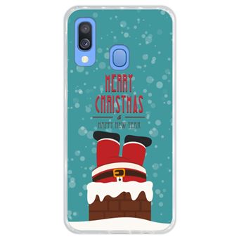 Capa Hapdey Para Samsung Galaxy A40 2019 Design Natal Pai Natal Está Descendo a Chaminé Capa de Silicone Flexível Em TPU - Transparente