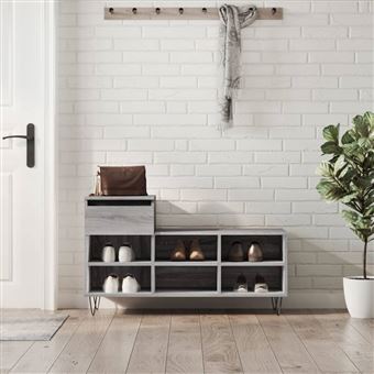 Sapateira vidaXL | 102x36x60 cm | derivados de madeira cinzento sonoma - 1