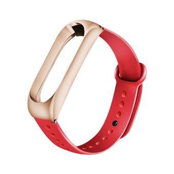Pulseira de Silicone e armação de metal WISETONY para Xiaomi Mi Band 3 /4 Vermelho e Ouro rosa - 1