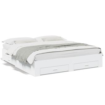 Estrutura de cama com gavetas vidaXL | 200x200cm | derivados madeira branco - 1