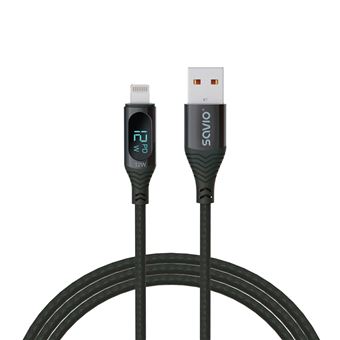 Cabo Lightning Savio USB - Lightning cable with display CL-173 1 m black | Preto - 1