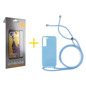 Pack 1 x Película de Vidro Temperado Full + Capa skyhe para Samsung Galaxy S21 FE 5G Gel Rope Verde Água - 1