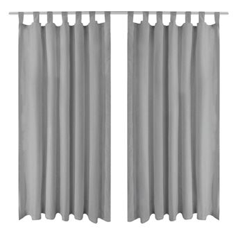 Cortinas vidaXL de cetim com presilhas 2 pcs 140x175 cm cinzento - 1