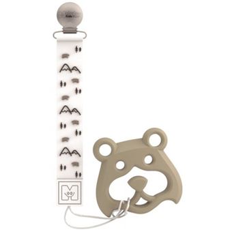 Fita Porta-Chupeta Saro de Silicone + Mordedor Urso - 1