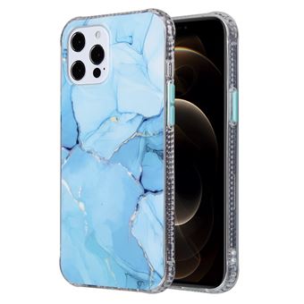 Capa e TPU + acrílico esmalte com padrão de mármore Claro, Azul Anti-queda para iPhone 13 6.1'' - 1