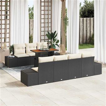 Conjunto de Sofá de Jardim vidaXL | 8 Peças | Preto Rattan Sintético - 1